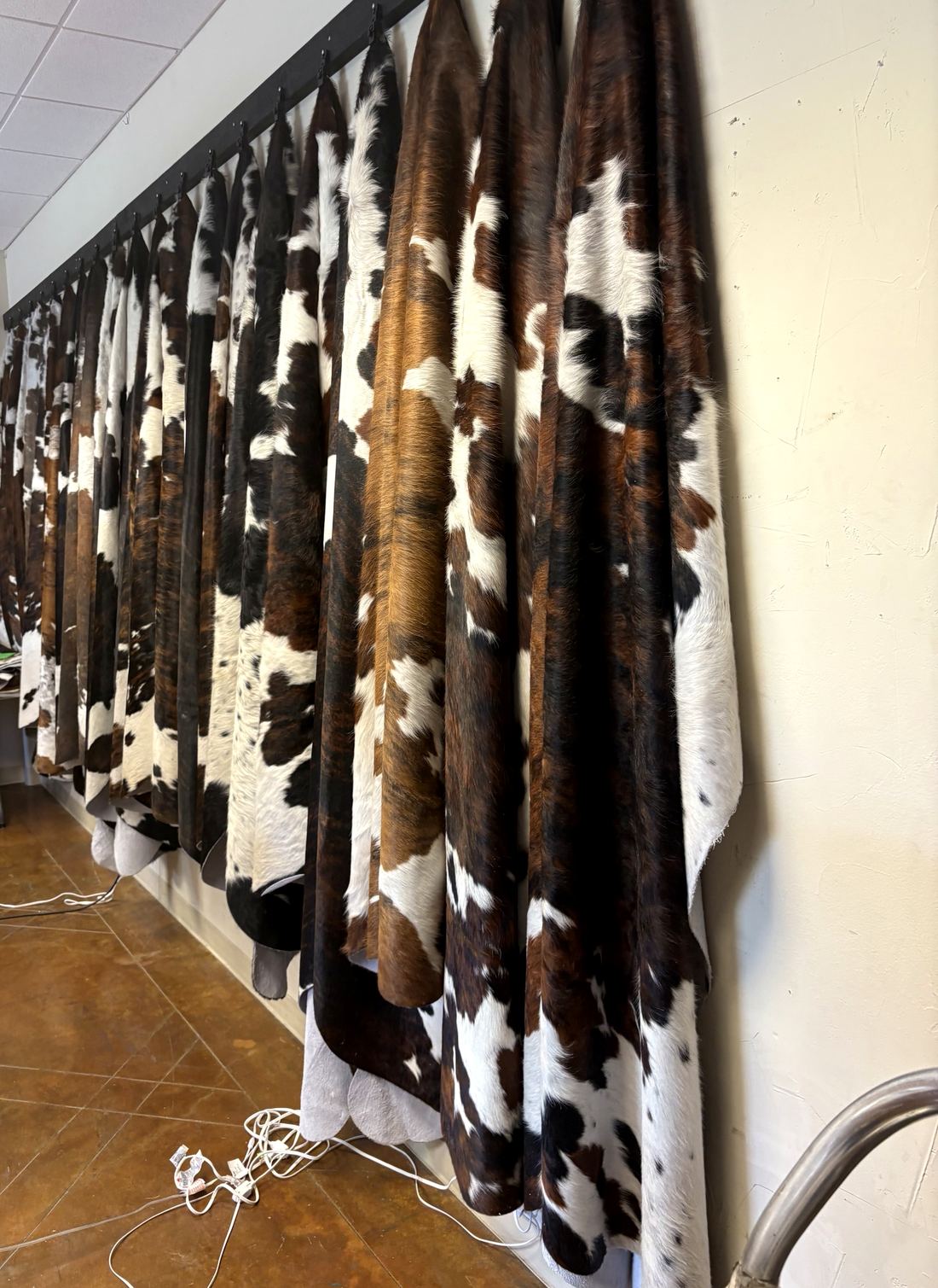 The hide wall at our warehouse