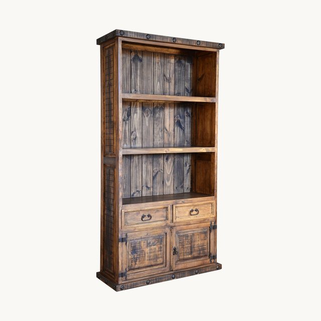 Rustic 2-Drawer 2-Door Bookcase